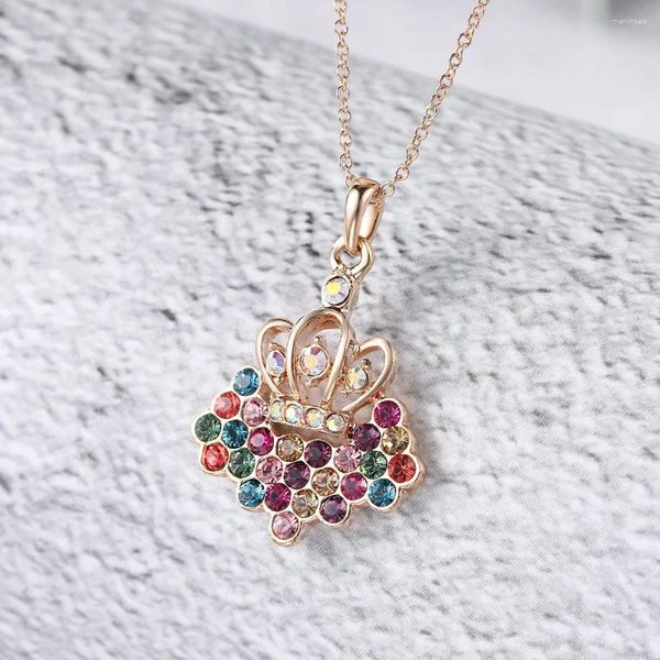 Ожерелья с подвесками ZHOUYANG, высокое качество, ZYN118, императорская корона, ожерелье цвета розового золота, ювелирные изделия, австрийский хрусталь