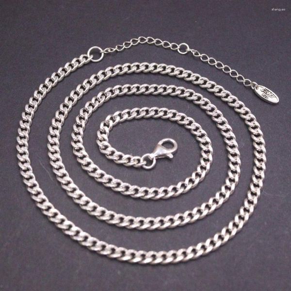 Цепочки из настоящего твердого серебра 925 пробы, мужские и женские цепочки Lucky 4 мм, кубинское регулируемое ожерелье, 22 г