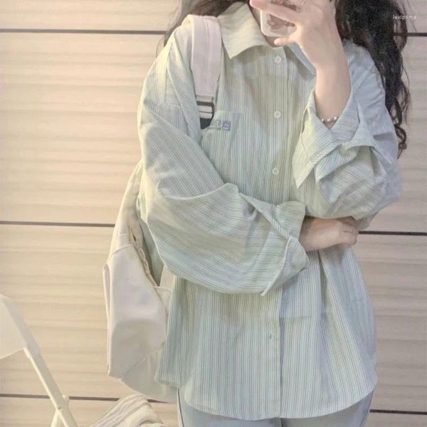 Женские блузки XEJ полосатая рубашка для женщин элегантная молодежная туника осенне-весенняя одежда женский топ 2023 в корейском стиле