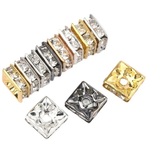 50 tamanhos 6mm 8mm ab ouro prata cor quadrado strass rondelles contas espaçadoras de cristal para fazer joias faça você mesmo pulseira colar joias da moda contas espaçadoras