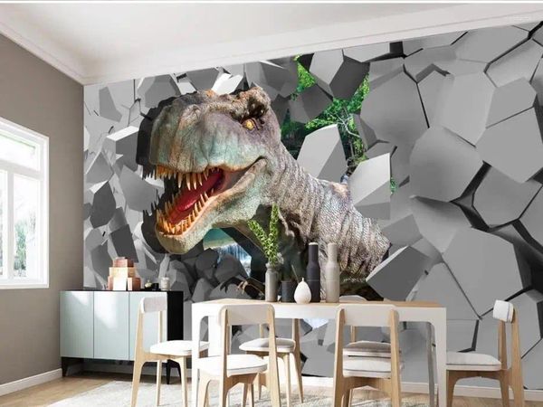 Wallpapers Moderne Tapete für Wohnzimmer 3D Broken Wall Brick Stereo Painting Hintergrund