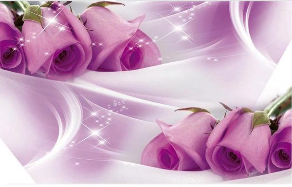 Sfondi Fantasy Rose Purple Flower Murale 3d Room Wallpaper Paesaggio