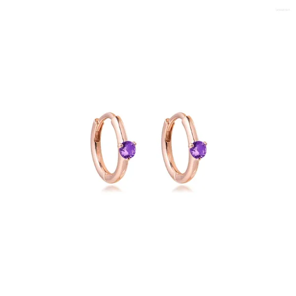 Orecchini a cerchio viola solitario Huggie 2023 colorato adatto per trucco da festa gioielli in argento sterling moda per donna