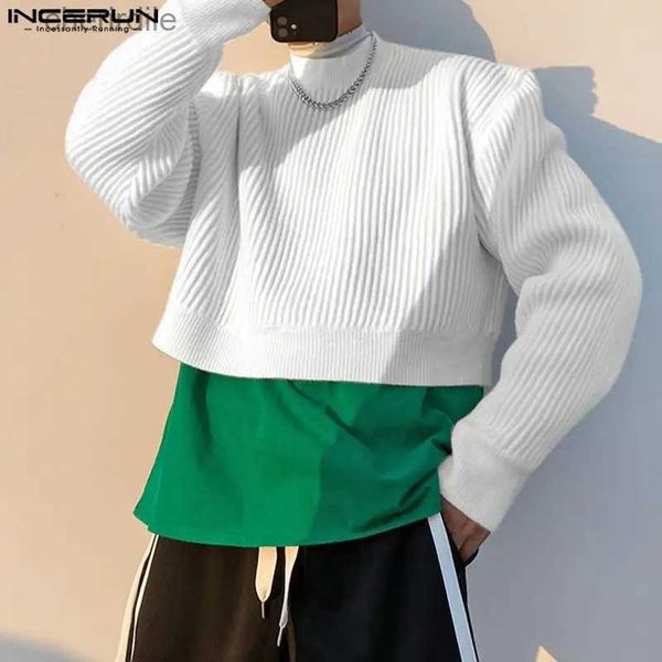 Maglioni da uomo Pullover da uomo Tinta unita Dolcevita lavorato a maglia Manica lunga Moda Crop Top Streetwear Maglioni casual stile coreano S-5XL YQ231030