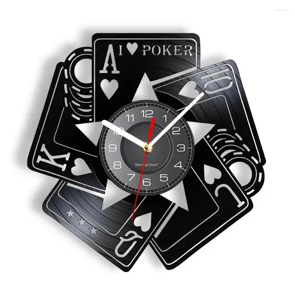 Wanduhren I Love Poker Royal Flush Spades Gamble Room Dekorative Uhrkarten Las Vegas Record