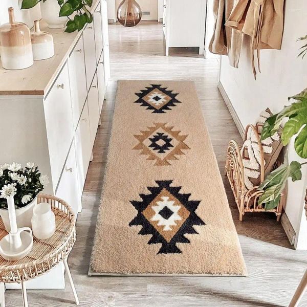 Tappeti Tappeto da pavimento Bellissimo tappeto in 3 colori facile da pulire Stile Boho con motivo geometrico Tappeto per la casa