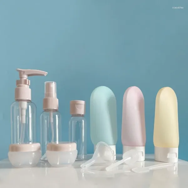 Garrafas de armazenamento conjunto de garrafas de viagem recarregável loção shampoo chuveiro vazio líquido gel tubo recipiente de engarrafamento portátil ferramenta