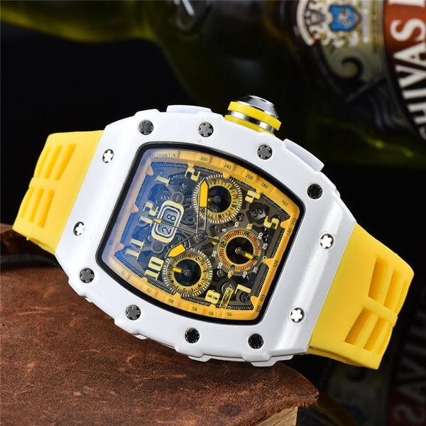 Erkek Designer Watch marka erkekler moda saatleri beyaz çoklu stiller silikon kayış bileği saat montre homme lüks
