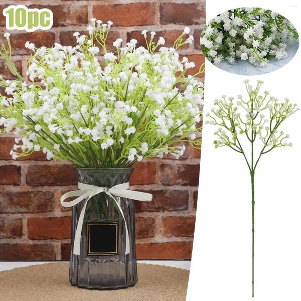 Dekorative Blumen, 10 Stück, Baby Breath, künstliche Gypsophila, für Hochzeitssträuße, Party, Haus, Garten, Dekoration, Blumenwandbehang