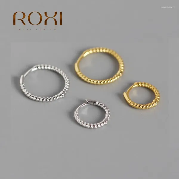 Brincos de argola ROXI simples pequenos para mulheres linhas torcidas círculo 925 prata esterlina anéis de orelha clipe huggie
