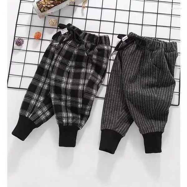 Pantaloni Autunno Inverno Plaid a vita alta Plus Pantaloni da ragazzo in velluto Moda versatile Tendenza casual Bambini Abbigliamento per bambini Kawaii