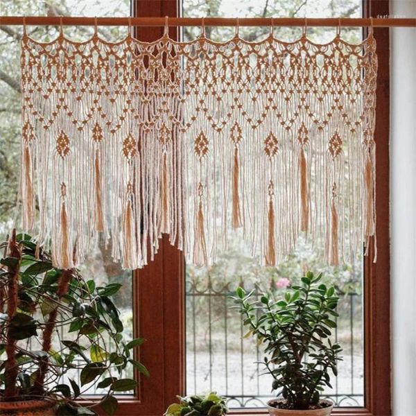 Tapeçarias macrame cortinas tecidas à mão tapeçaria pendurado janela cortina borla quarto parede haings arte boho decoração porta