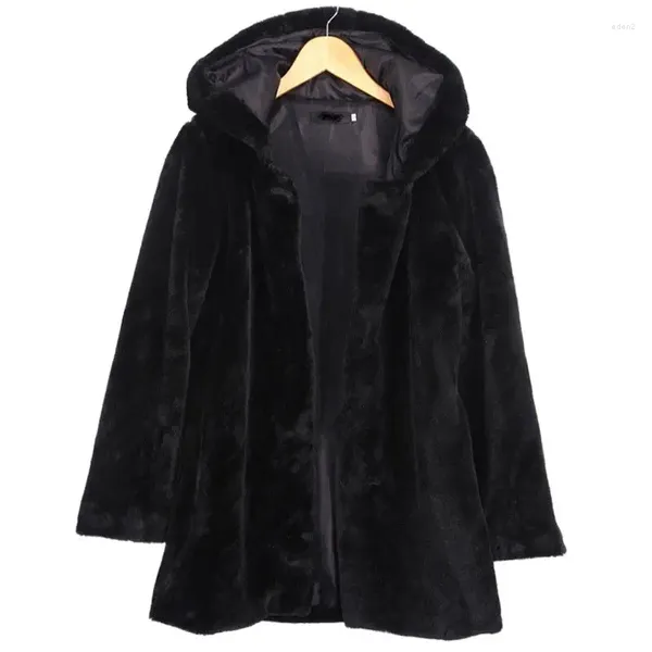 Pelliccia da donna 2023 Moda Alta Imitazione Cappotto con cappuccio Femminile Lungo spesso Finto Giacca di velluto super caldo Abbigliamento invernale da donna