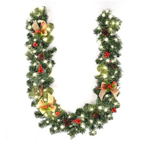 Weihnachtsdekorationen, 1,8/2,7 m, künstliche Weihnachtskamin-Girlande, Kranz, Kiefernbaum-Ornament, Gold/Rosa/Blau/Rot, Jahreskamin-Navidad-Dekoration 231027