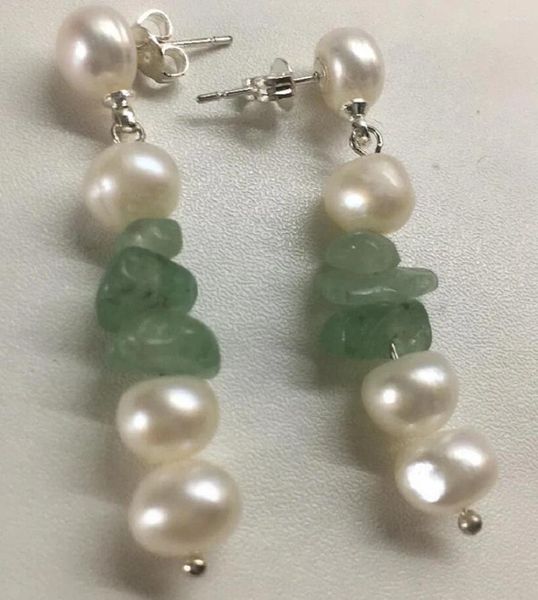 Brincos pendurados um par de brincos de gota de jade de pérola branca cinza de 7-8 mm três estilos para escolher