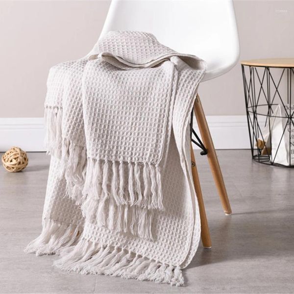 Одеяла вязаное шерстяное одеяло однотонное вафельное тисненое скандинавское декоративное одеяло для дивана-кровати накидка для полотенец розовая
