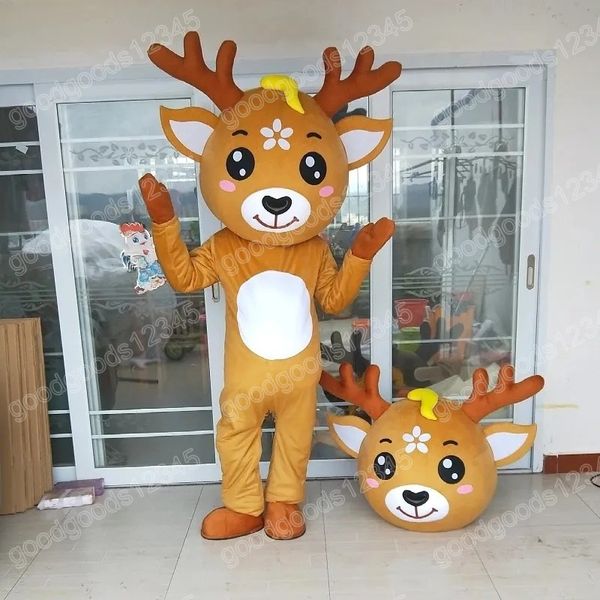 Costumi mascotte di cervo carino di Natale Vestito da festa operato da Halloween Personaggio dei cartoni animati unisex Carnevale Natale Pubblicità Costume da festa di compleanno