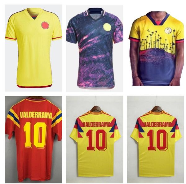 2023 2024 Colombia Maglie da calcio trasferta 1990 10 Valderrama Retro 23 24 FALCAO JAMES Maglia da calcio casa CUADRADO Squadra nazionale Uomo Bambini Kit Camiseta De Futbol 88