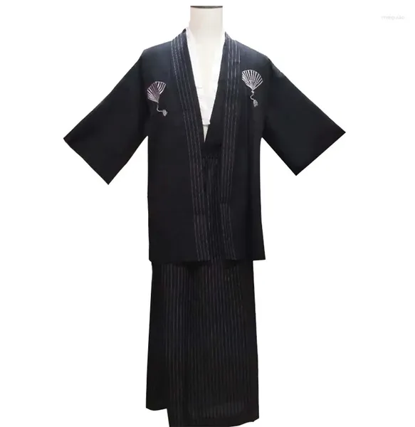 Roupas étnicas Tradicional Samurai Kimono Traje Japonês Yukata Estilo Solto Desempenho Vestido Cinto Robe Cosplay Terno