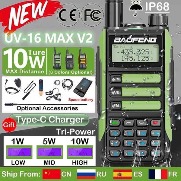 Рация Baofeng UV16 Max IP68 Водонепроницаемый двухдиапазонный высокой мощности CB Радио VHF UHF Ham Long Range Two Way 231030