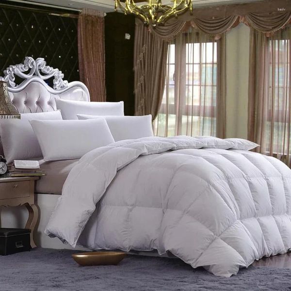 Yatak setleri 220x260cm/86''x102 '' pamuklu yumuşak beyaz yorgan% 85 ördek tüy yorgan seti kapağı