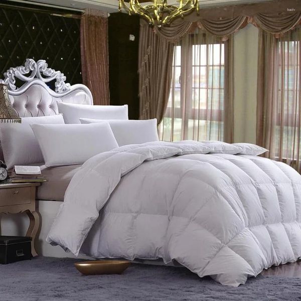 Set di biancheria da letto 220x260 cm/86''x102'' Copripiumino in morbido cotone bianco 85% piume d'anatra