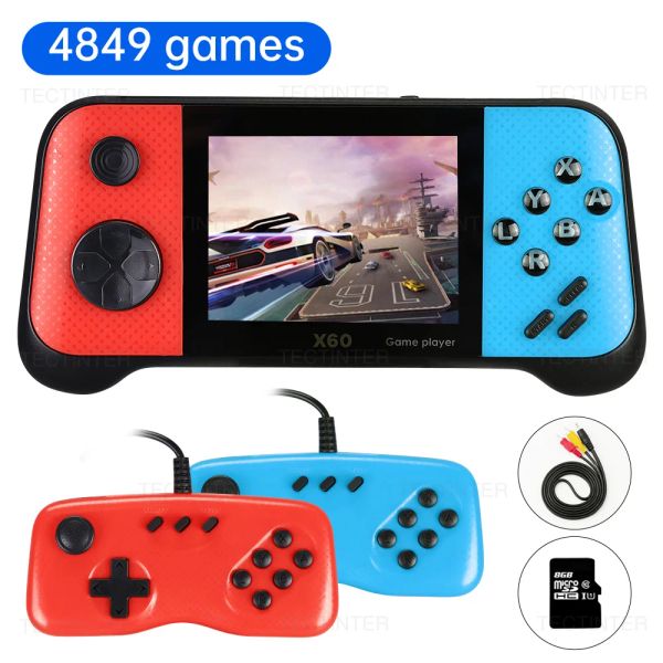 X60 3,5 '' Retro Video Game Console Handheld Player Player portátil embutido 4849 Games suporta 10 emuladores e salvar progresso