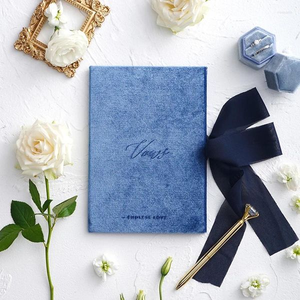 Articoli per feste Biglietto di auguri di matrimonio Bomboniera Libro del giuramento della sposa e dello sposo Copertina in velluto A4 con fiocchi Regalo nuziale Dichiarazione romantica d'amore Po Prop