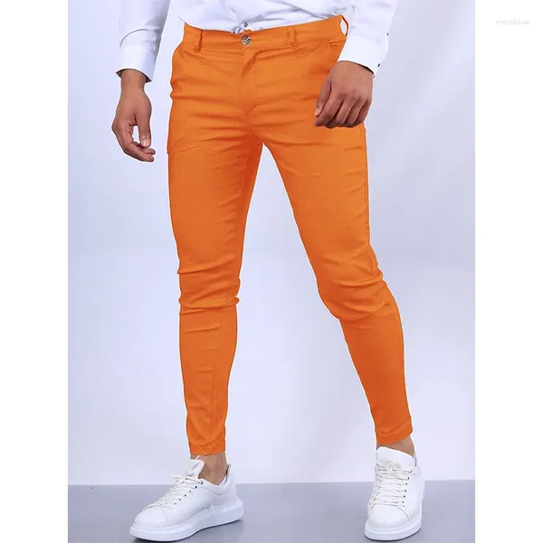 Calças masculinas primavera outono masculino cor sólida magro carga homme casual moda simples all-match lápis calças moletom roupas