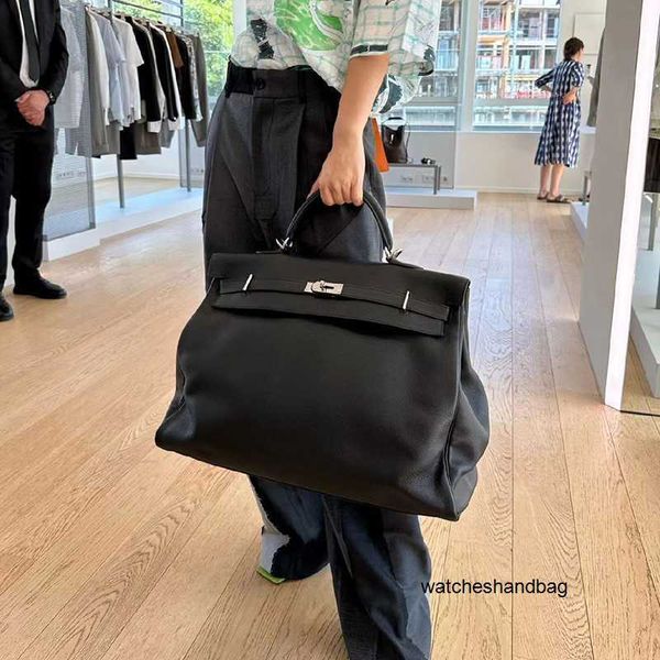 Bolsa de couro 50 Keilys bolsa de ombro de grande capacidade Bolsa de bagagem de viagem de negócios masculina e feminina Bolsa de viagem macia e leve Bolsa de viagem