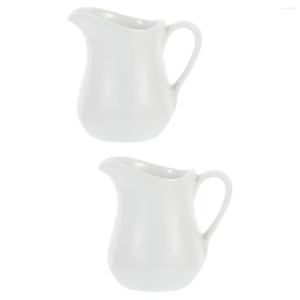 Set di stoviglie 2 pezzi Brocca in acciaio inossidabile Tazza di latte in ceramica Caffè Adorabile salsa di fiori Contenitore delicato bianco Bocca lunga a forma di V