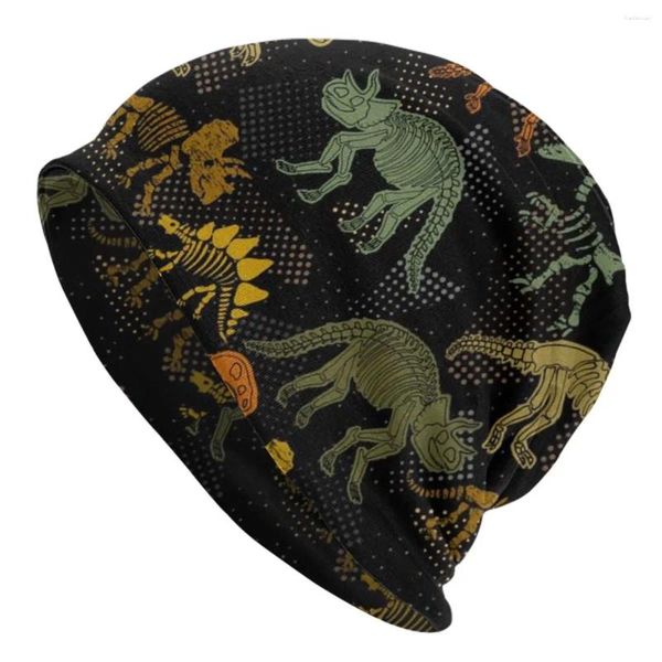 Береты, осенне-зимняя шапка-бини, тонкая вязаная шапка со скелетом динозавра, теплая шапочка унисекс, многофункциональная шапка для живой изгороди