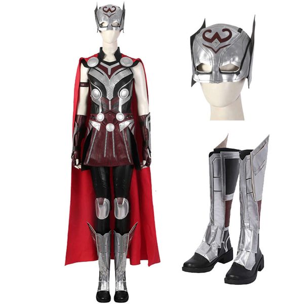 Cosplay halloween carnaval amor e trovão cosplay jane promoter traje super-heroína batalha armadura roupa com botas de capacete