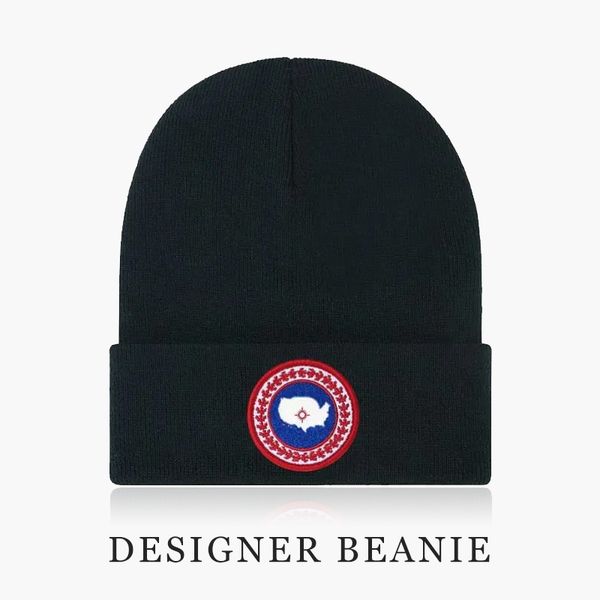 Klasik Kanada Örme Şapka Lüks Beanie Cap Kış UNISEX İşlemeli Logo Kaz Yünlü Karıştırılmış Şapkalar Tasarımcı Şapka Sıcak ve Rahat