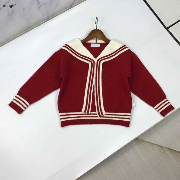 Marken-Baby-Strickjacke, hochwertiger Kinderpullover mit Kontraststreifen, Größe 120–160, Marineführer-Kind-Strickjacke, 25. Okt