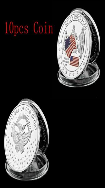 10PCSLot 1777 Betsy Ross USA Flag Challenge Coin Craft History of Glory Copia Badge Collection7088166