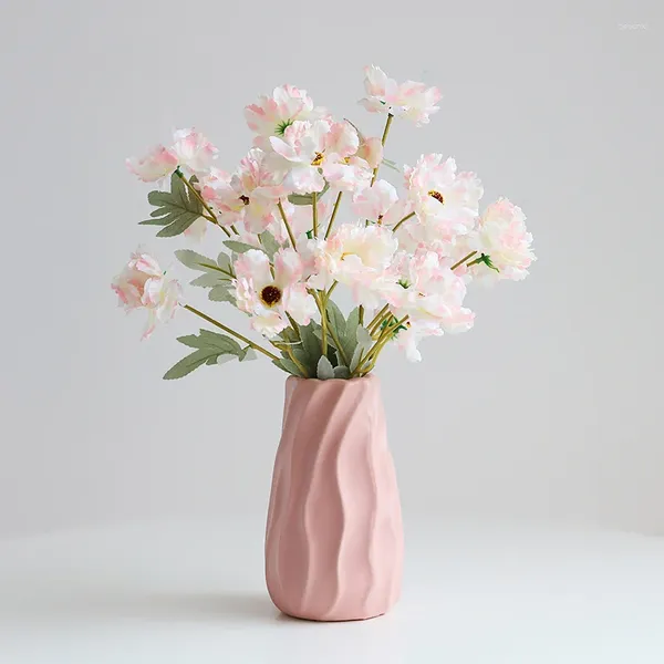 Vasen, modernes Design, luxuriöse Vase mit Blumen, Tischkeramik mit künstlichem Blumentopf, ästhetische Raumdekoration