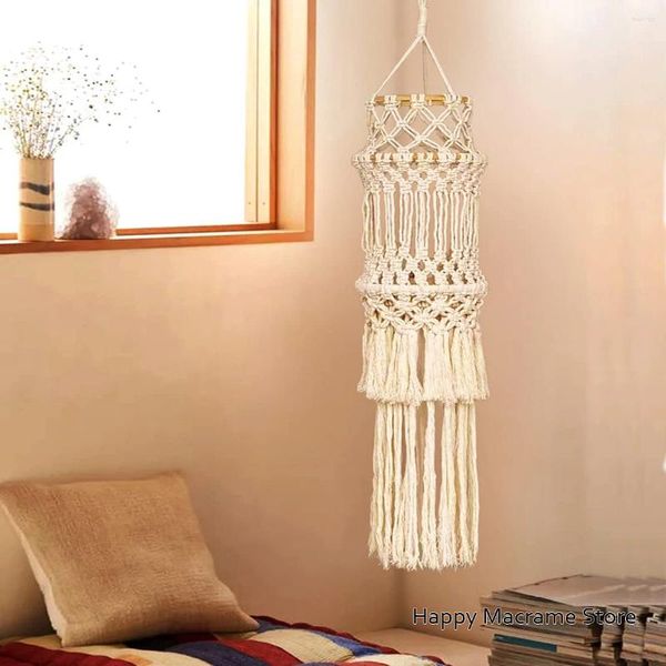 Tapeçarias Macrame Lamp Shade Boho Tapeçaria Lanterna Pingente Handmade Decoração de Casamento Casa para Escritório Moderno Quarto Sala de Estar Berçário Dormitório