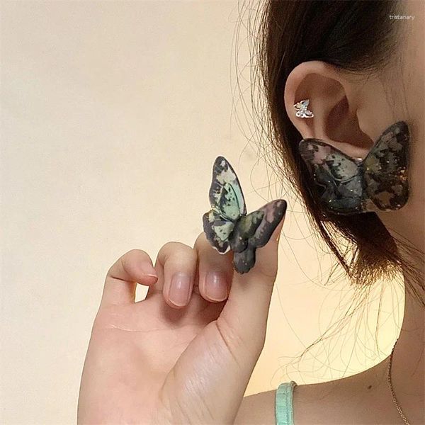 Brincos de garanhão vintage acrílico escuro 3d borboleta para mulheres charme doce elegante estética moda jóias acessórios étnicos