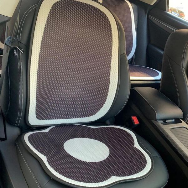 Capas de assento de carro clássico preto branco flor forma universal almofada respirar tapetes de seda gelo quatro estações acessórios de cobertura automática