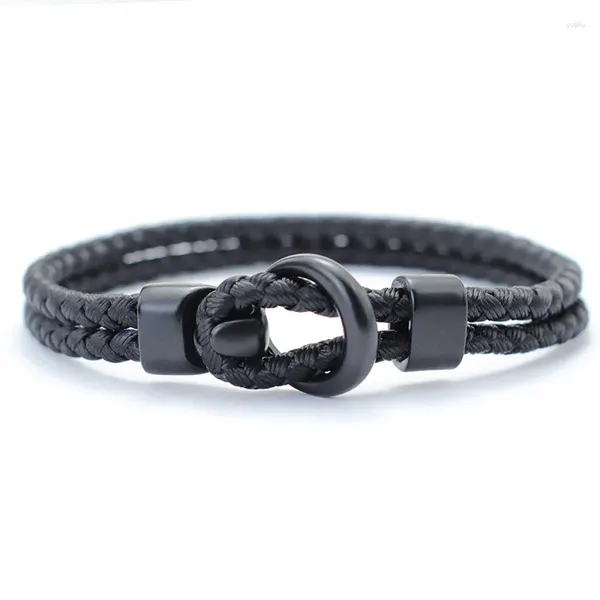 Charme Pulseiras Noter Hiphop Homens Pulseira Dupla Camada Quilha Corda Braclet Lucky Acessórios Presente Para Ele Pirata Surfista Braslet Braccialetti