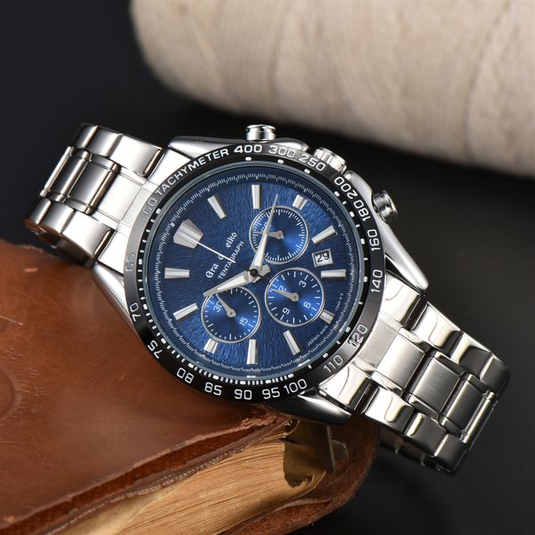 Hochwertige Top-Marke Graxx Seixx Mode Luxus Herrenuhr Crown Blue Lion Edelstahl Multifunktions-Chronograph Designer-Uhrwerk Herrenuhr Montre