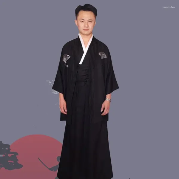 Roupas étnicas Tradicional Japonês Mens Kimono Para Karate Obi Yukata Masculino Cosplay Japones Samurai Traje FF2401