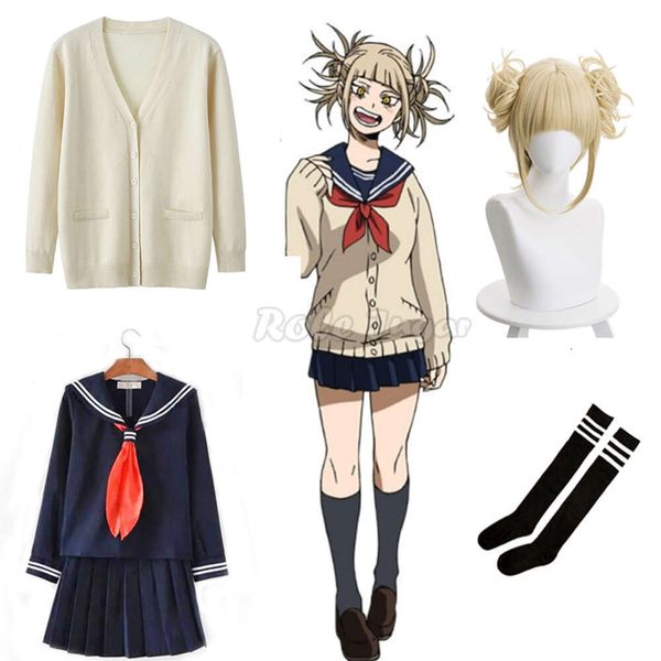 Cosplay Kostüme Mein Anime Boku No Hero Academia Himiko Toga Kostüm JK Uniform Perücke Frauen Sailor Kleid Anzüge C62C49