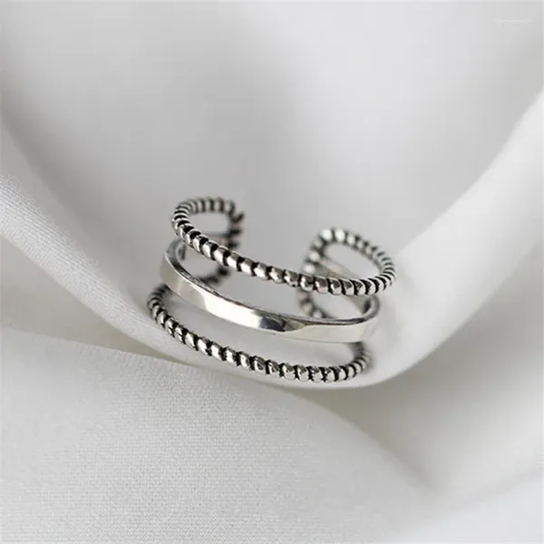 Anéis de cluster foyuan cor prata vintage punk feito velho cobra flor estrela anel personalizado de alta qualidade moda pessoa jóias