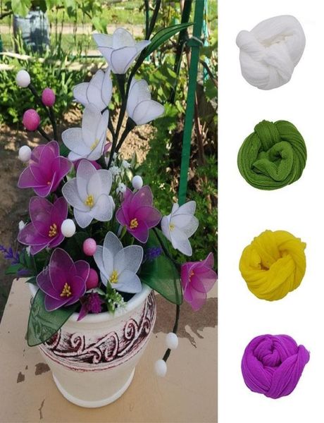 Meia de nylon elástica 5 peças, faça você mesmo ronde flor fazendo material artesanal acessório de casamento casa diy flor de nylon decoração de jardim 13794025