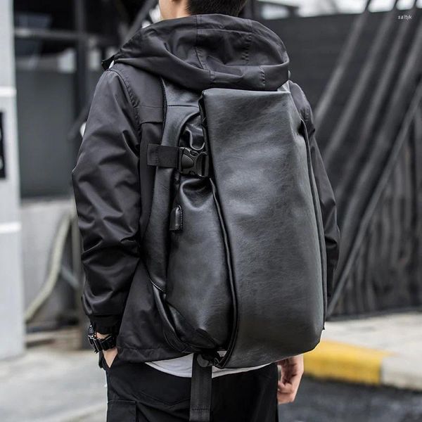 Мужской рюкзак с зарядкой через USB, дорожные рюкзаки для ноутбука, черные 16-дюймовые кожаные школьные сумки, мужские винтажные водонепроницаемые противоугонные рюкзаки