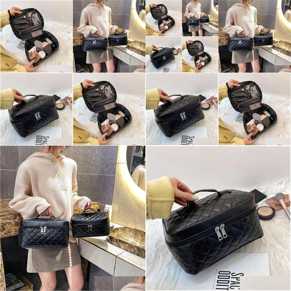 Outros itens de massagem Big Lady Black Cosmetic Bags Moda Maquiagem Bag Mulheres Designers Higiene Pessoal Bolsa de Viagem Senhoras Bolsas Presente Make Up Dhlef