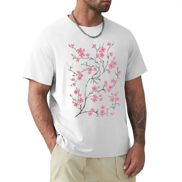 Canotte da uomo T-shirt rosa con fiori di ciliegio Camicia ad asciugatura rapida Abbigliamento Kawaii T-shirt da uomo