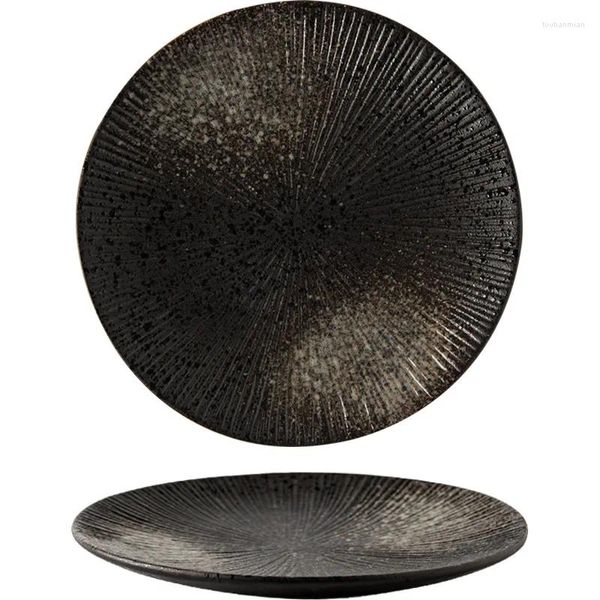 Pratos japonês listrado utensílios de mesa vintage placa cerâmica preto jantar bife macarrão salada utensílios cozinha pratos jantar conjunto